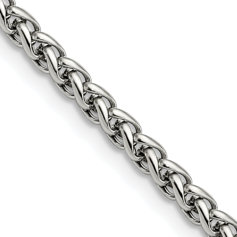 Chisel Stainless Steel Polished 4mm 24 inch Wheat Chain