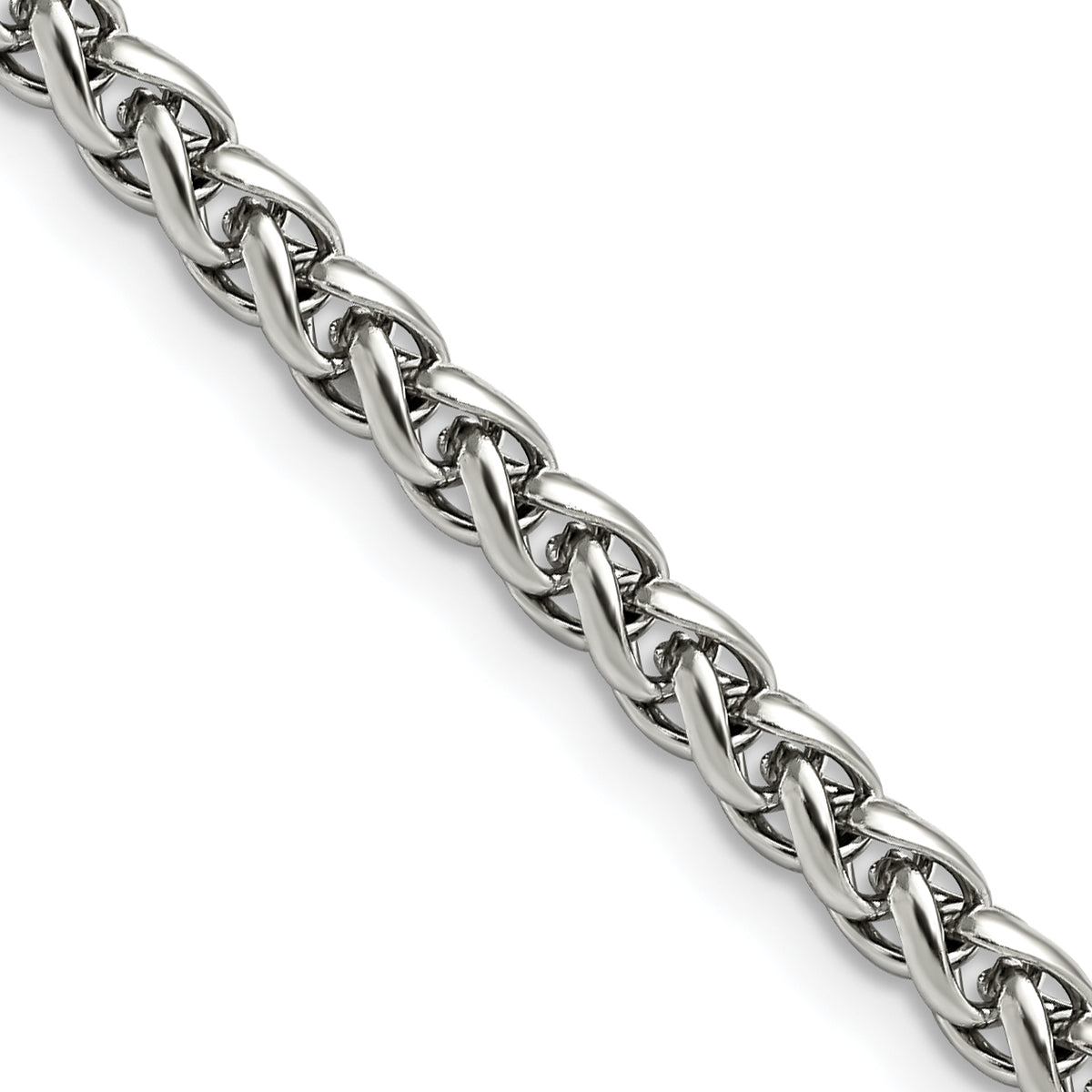 Chisel Stainless Steel Polished 5mm 24 inch Wheat Chain