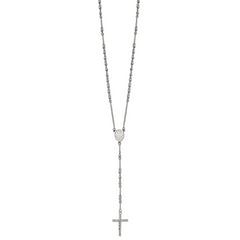 Chisel Stainless Steel Polished 4mm Beaded 25 inch Rosary Necklace