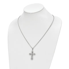 Chisel Stainless Steel Antiqued and Polished Cross Pendant on a 20 inch Cable Chain Necklace