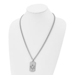 Chisel Stainless Steel Polished Star of David Dog Tag on a 24 inch Curb Chain Necklace