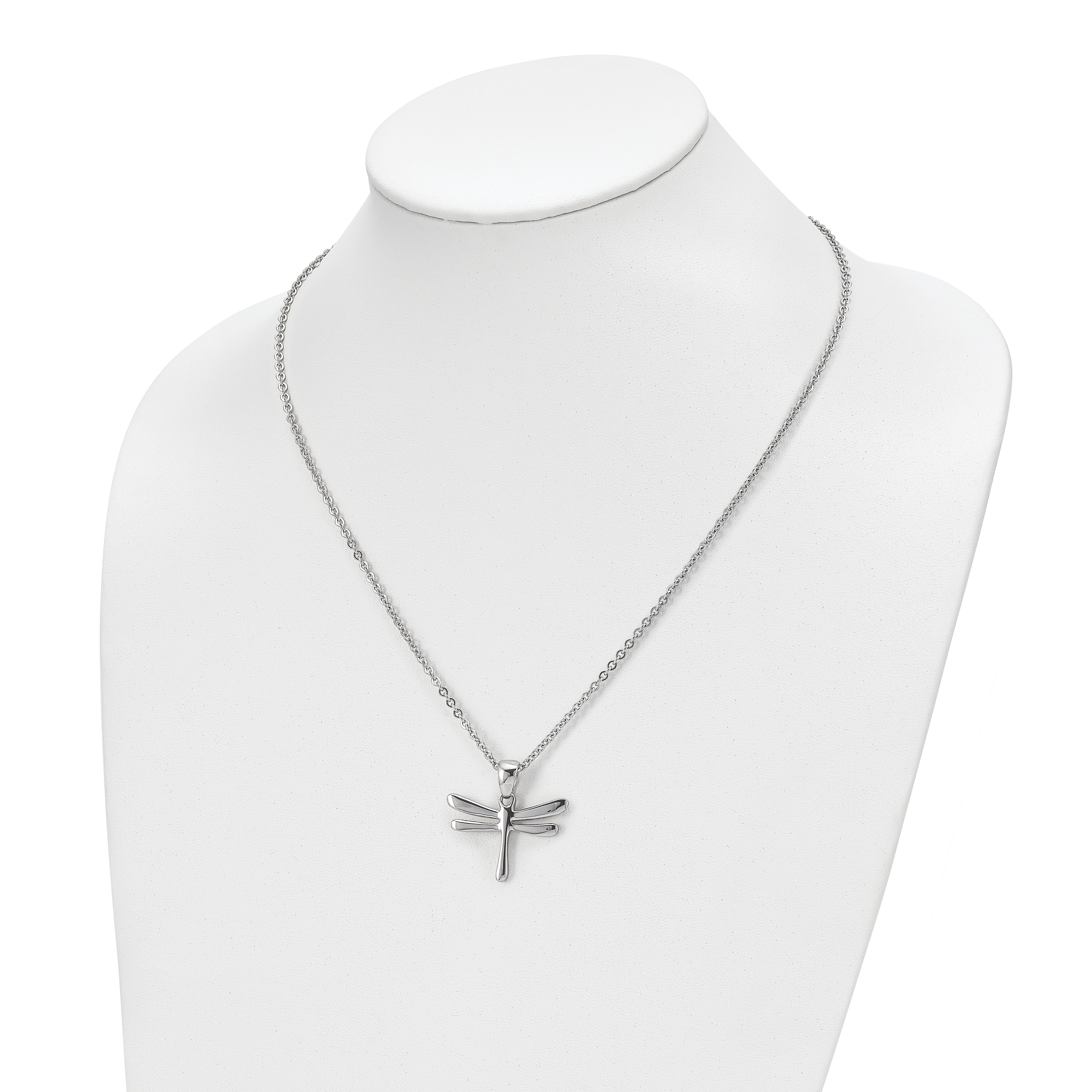 Chisel Stainless Steel Polished Dragonfly Pendant on a 20 inch Cable Chain Necklace