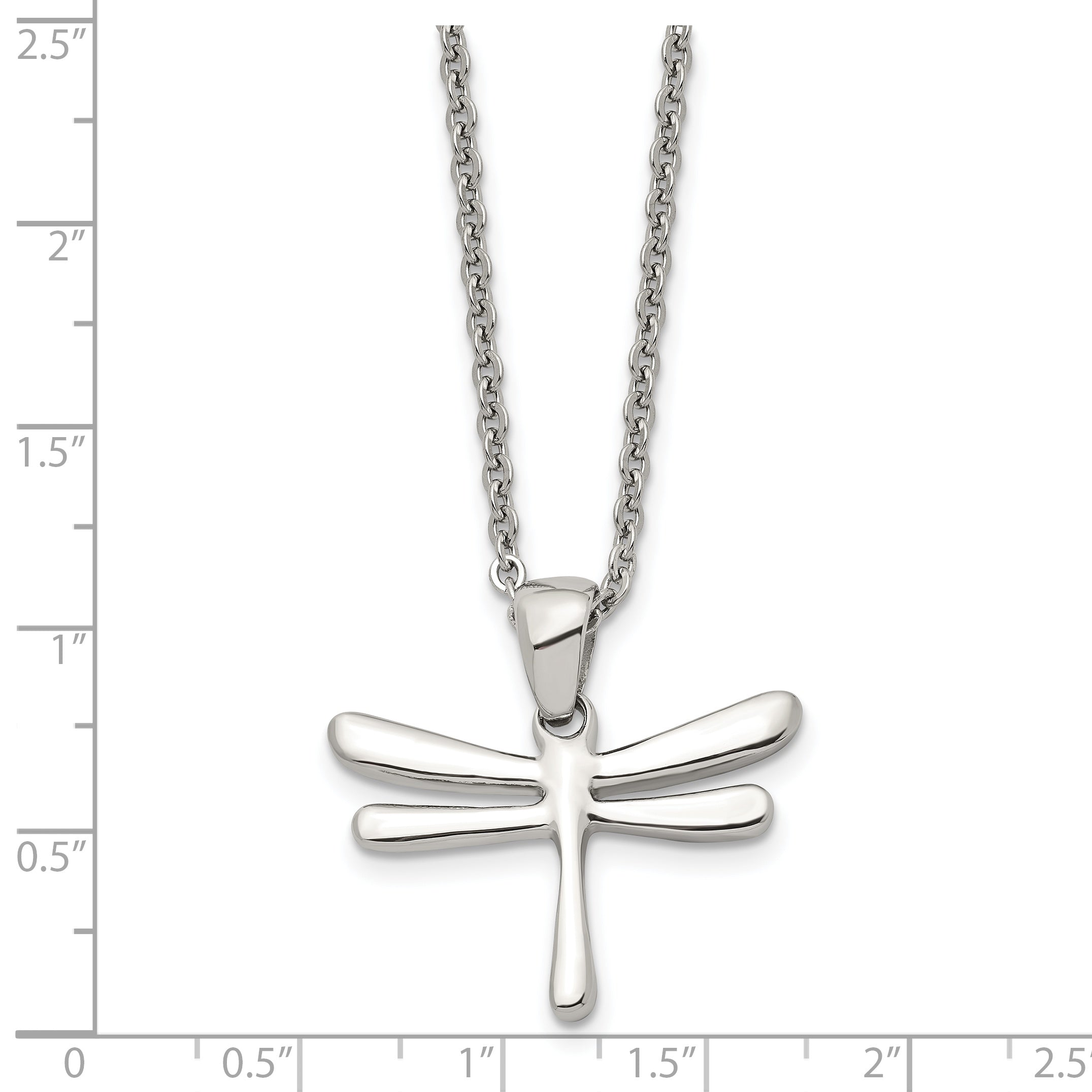 Chisel Stainless Steel Polished Dragonfly Pendant on a 20 inch Cable Chain Necklace