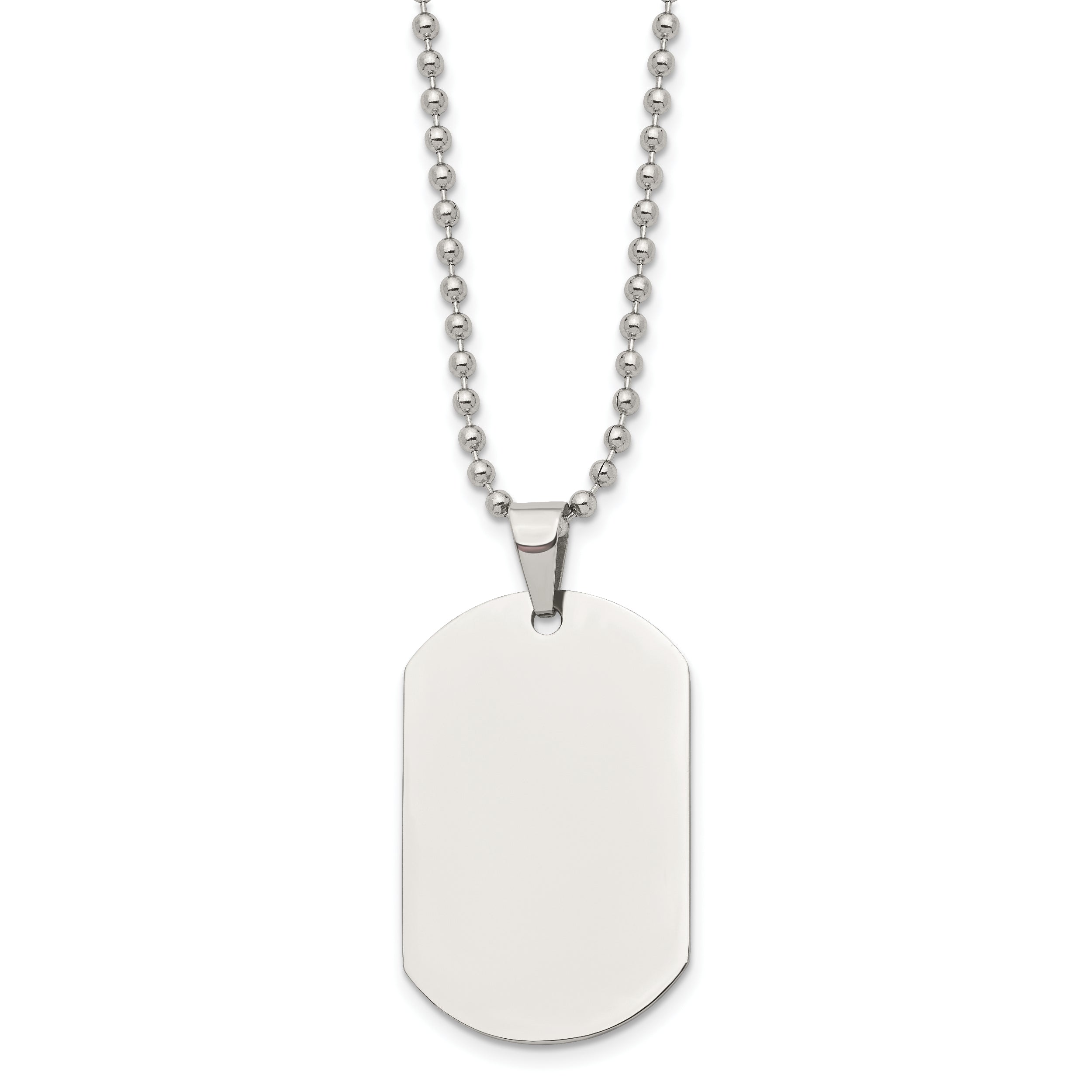 Chisel Stainless Steel Polished Dog Tag on a 24 inch Cable Chain Necklace