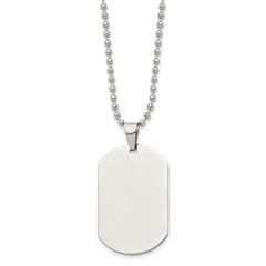 Chisel Stainless Steel Polished Dog Tag on a 24 inch Cable Chain Necklace