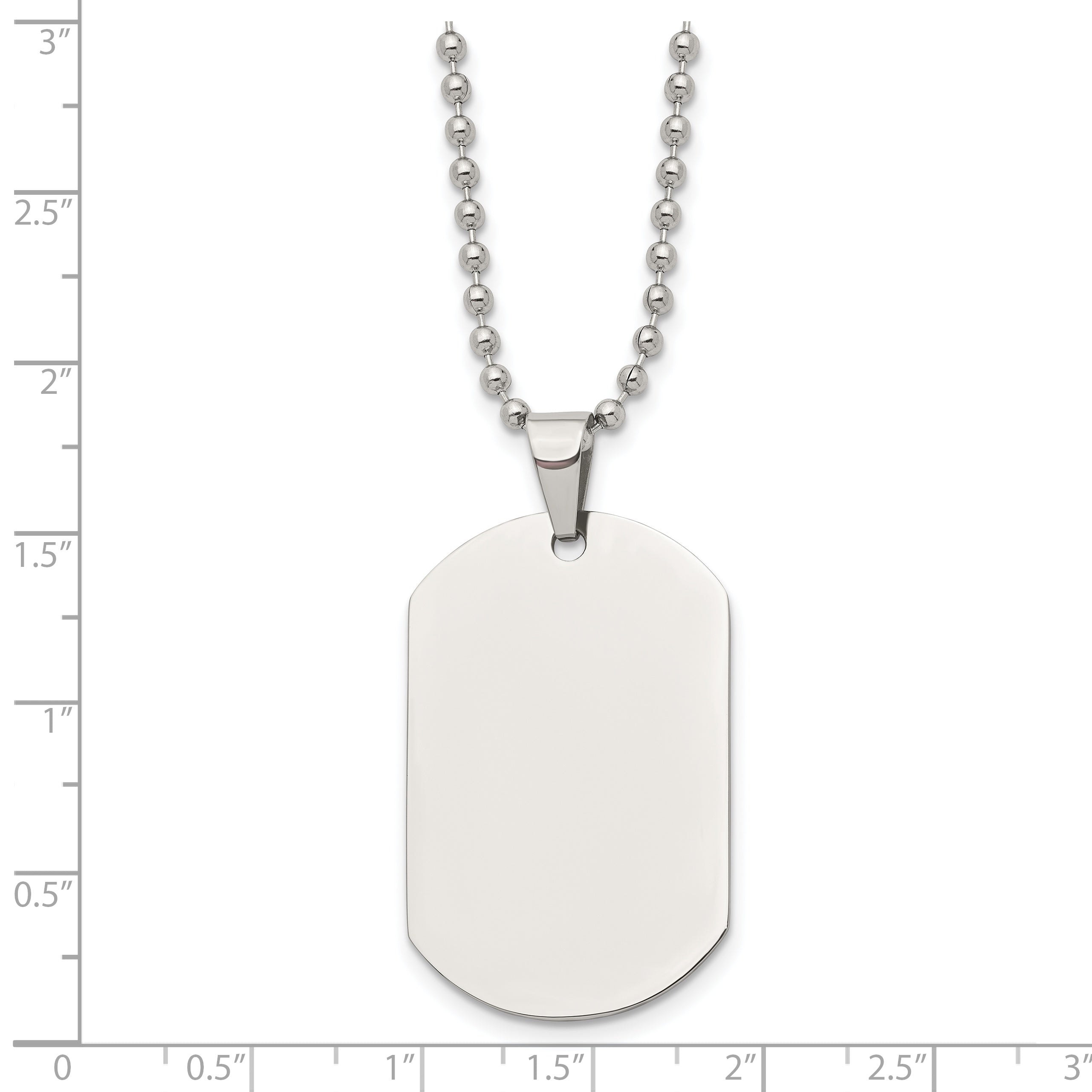 Chisel Stainless Steel Polished Dog Tag on a 24 inch Cable Chain Necklace