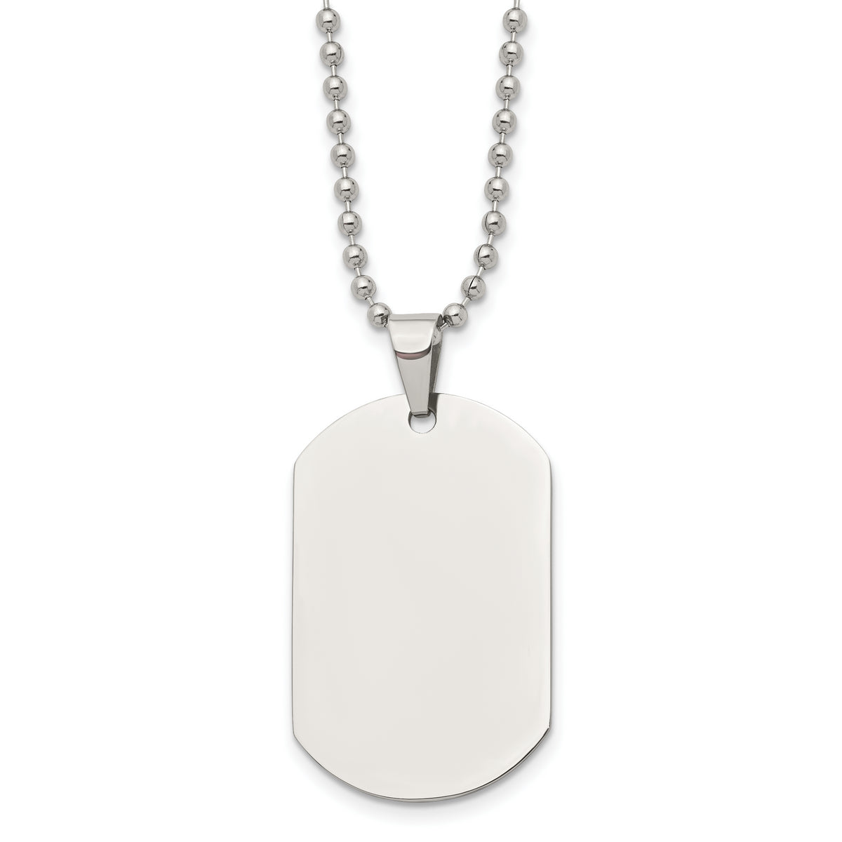 Chisel Stainless Steel Polished Dog Tag on a 24 inch Cable Chain Necklace