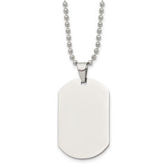 Chisel Stainless Steel Polished Dog Tag on a 24 inch Cable Chain Necklace