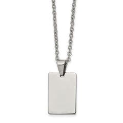 Chisel Stainless Steel Polished Rectangle Dog Tag on an 18 inch Cable Chain Necklace