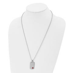 Chisel Stainless Steel Polished with Red Enamel Medical ID Dog Tag on a 24 inch Ball Chain Necklace