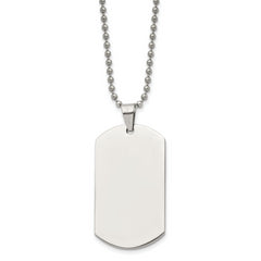 Chisel Stainless Steel Polished Dog Tag on a 24 inch Ball Chain Necklace