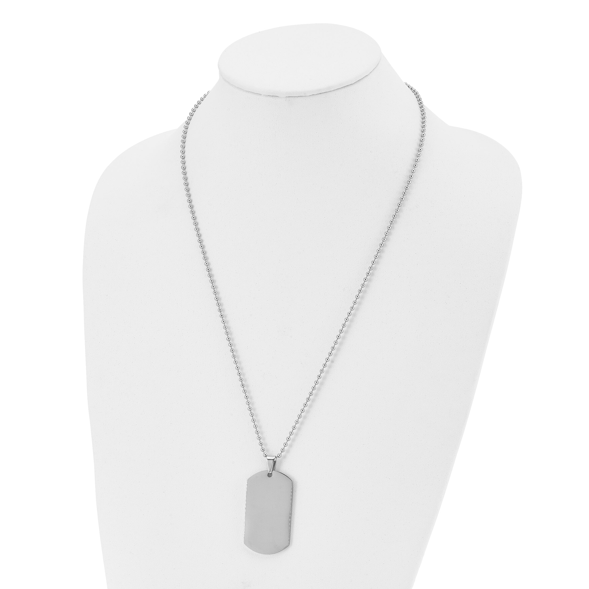 Chisel Stainless Steel Polished Dog Tag on a 24 inch Ball Chain Necklace