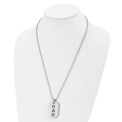 Chisel Stainless Steel Polished and Lasered DAD Dog Tag on a 24 inch Ball Chain Necklace