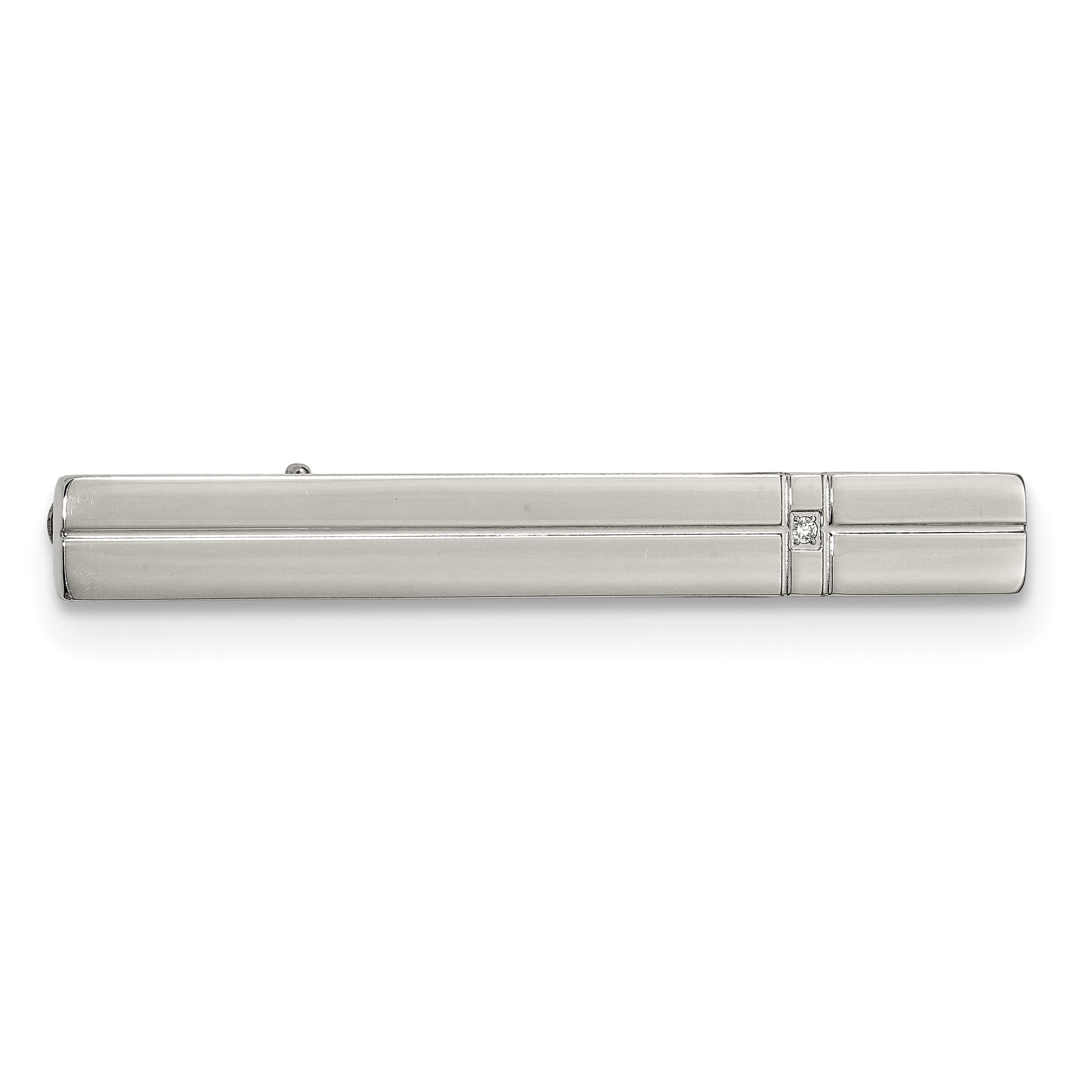 Chisel Stainless Steel Polished with CZ Tie Bar