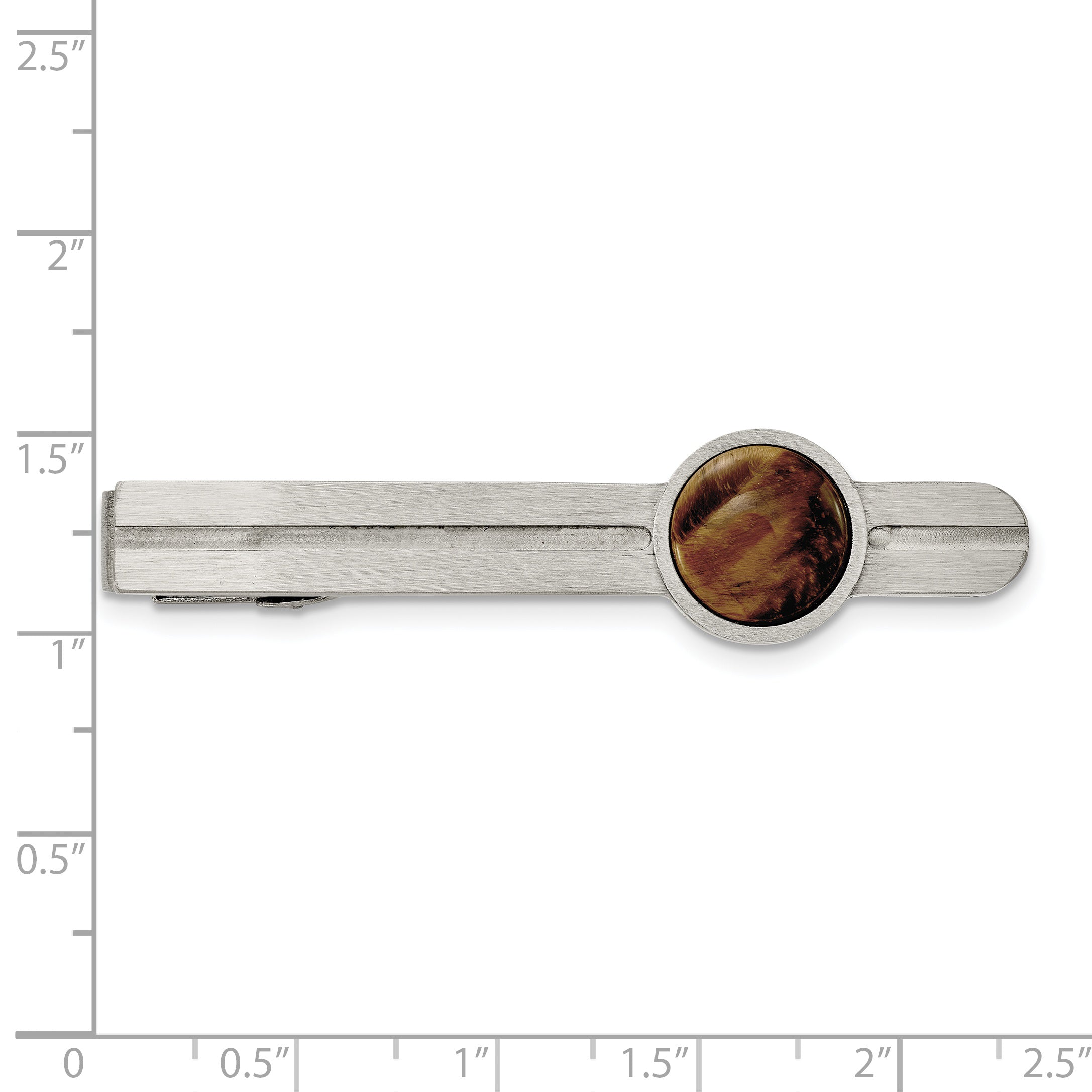 Chisel Stainless Steel Brushed with Tiger's Eye Tie Bar