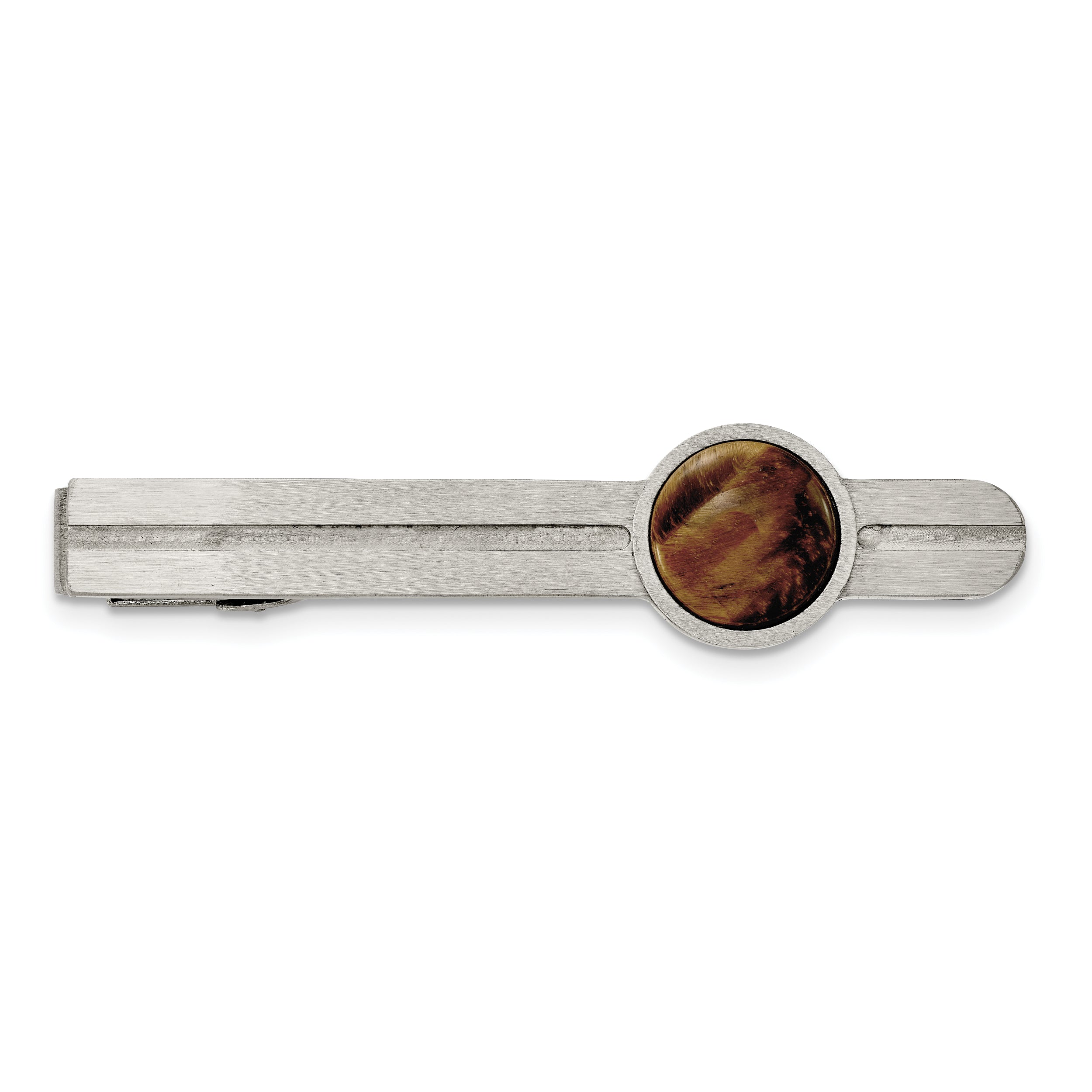 Chisel Stainless Steel Brushed with Tiger's Eye Tie Bar