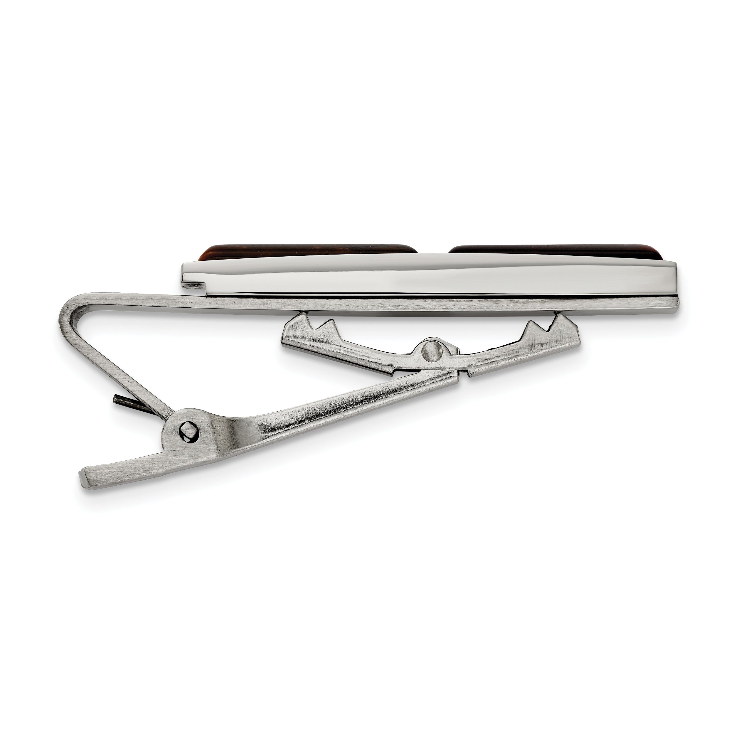 Chisel Stainless Steel Brushed and Polished Tiger's Eye Tie Bar