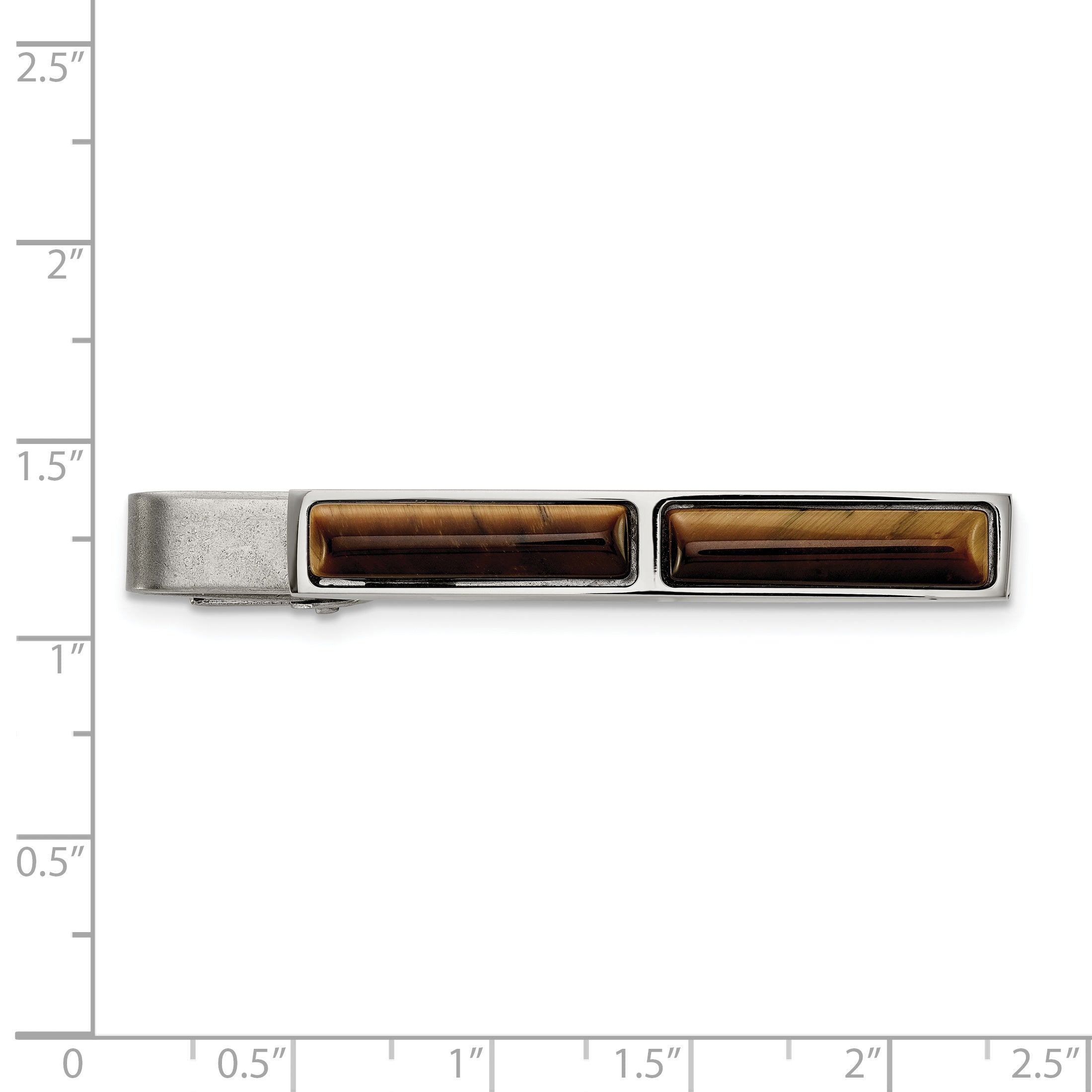 Chisel Stainless Steel Brushed and Polished Tiger's Eye Tie Bar