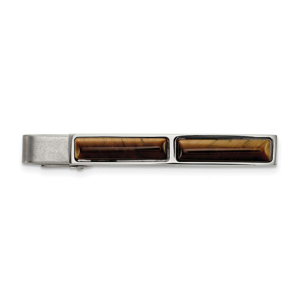 Chisel Stainless Steel Brushed and Polished Tiger's Eye Tie Bar