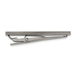 Chisel Stainless Steel Antiqued White Bronze Plated and Brown IP-plated Tie Bar