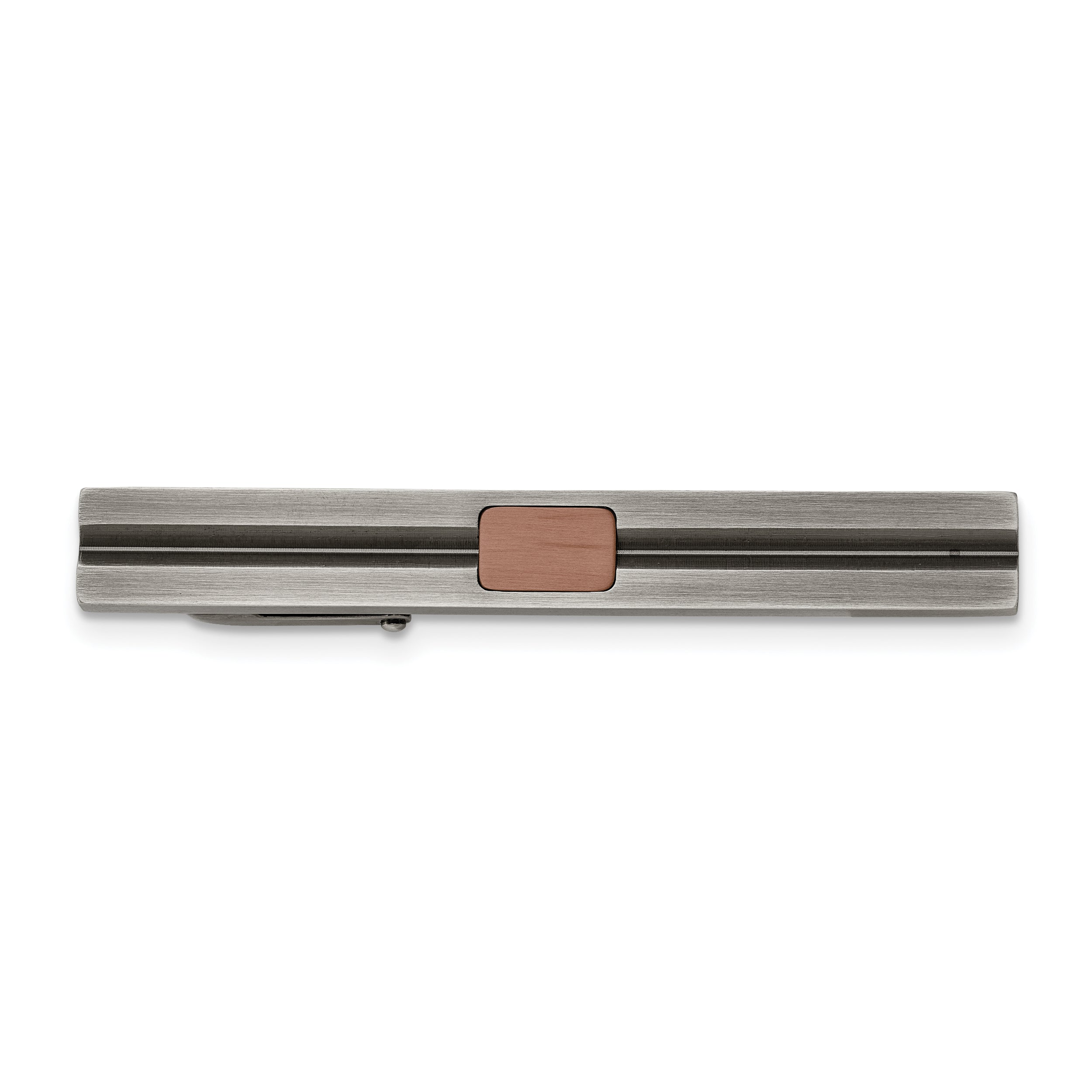 Chisel Stainless Steel Antiqued White Bronze Plated and Brown IP-plated Tie Bar