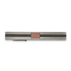 Chisel Stainless Steel Antiqued White Bronze Plated and Brown IP-plated Tie Bar