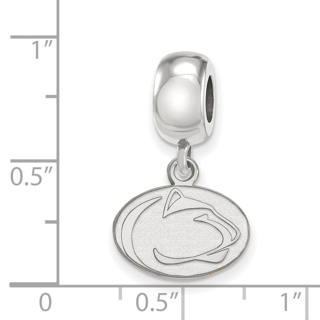 Sterling Silver Rhodium-plated LogoArt Penn State University Lion Extra Small Dangle Bead Charm