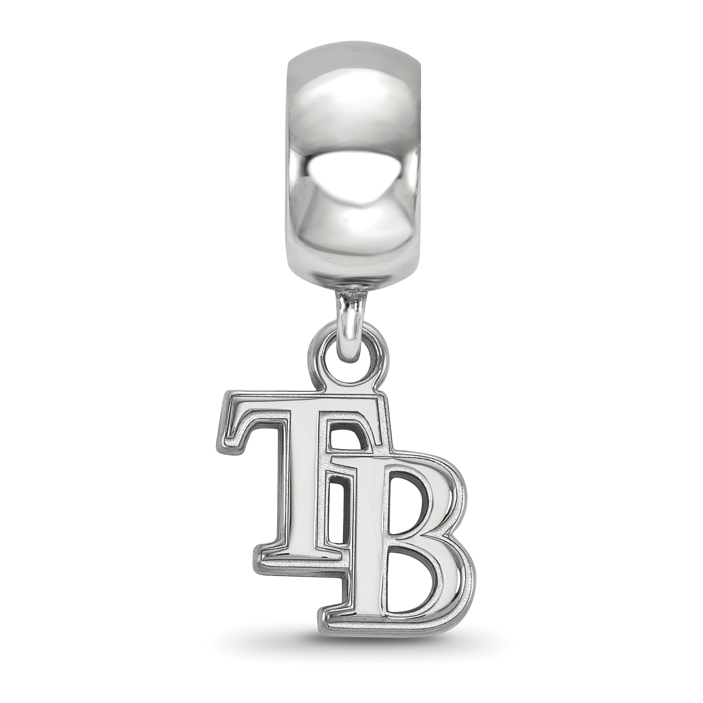 Sterling Silver Rhodium-plated MLB LogoArt Tampa Bay Rays Letters T-B Extra Small Dangle Bead