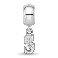 Sterling Silver Rhodium-plated MLB LogoArt Seattle Mariners Letter S Extra Small Dangle Bead