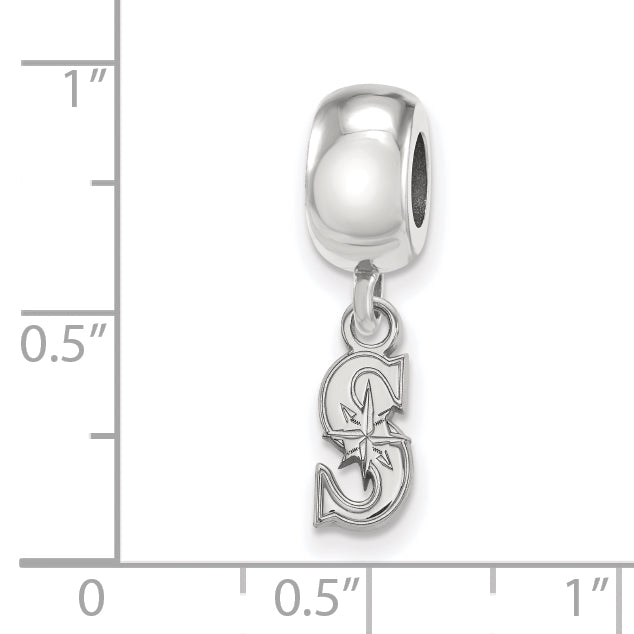 Sterling Silver Rhodium-plated MLB LogoArt Seattle Mariners Letter S Extra Small Dangle Bead