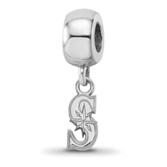 Sterling Silver Rhodium-plated MLB LogoArt Seattle Mariners Letter S Extra Small Dangle Bead