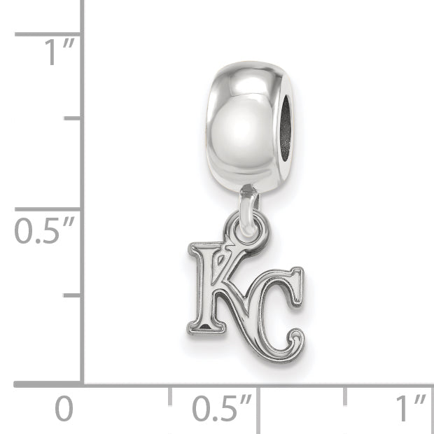 Sterling Silver Rhodium-plated MLB LogoArt Kansas City Royals K-C Extra Small Dangle Bead