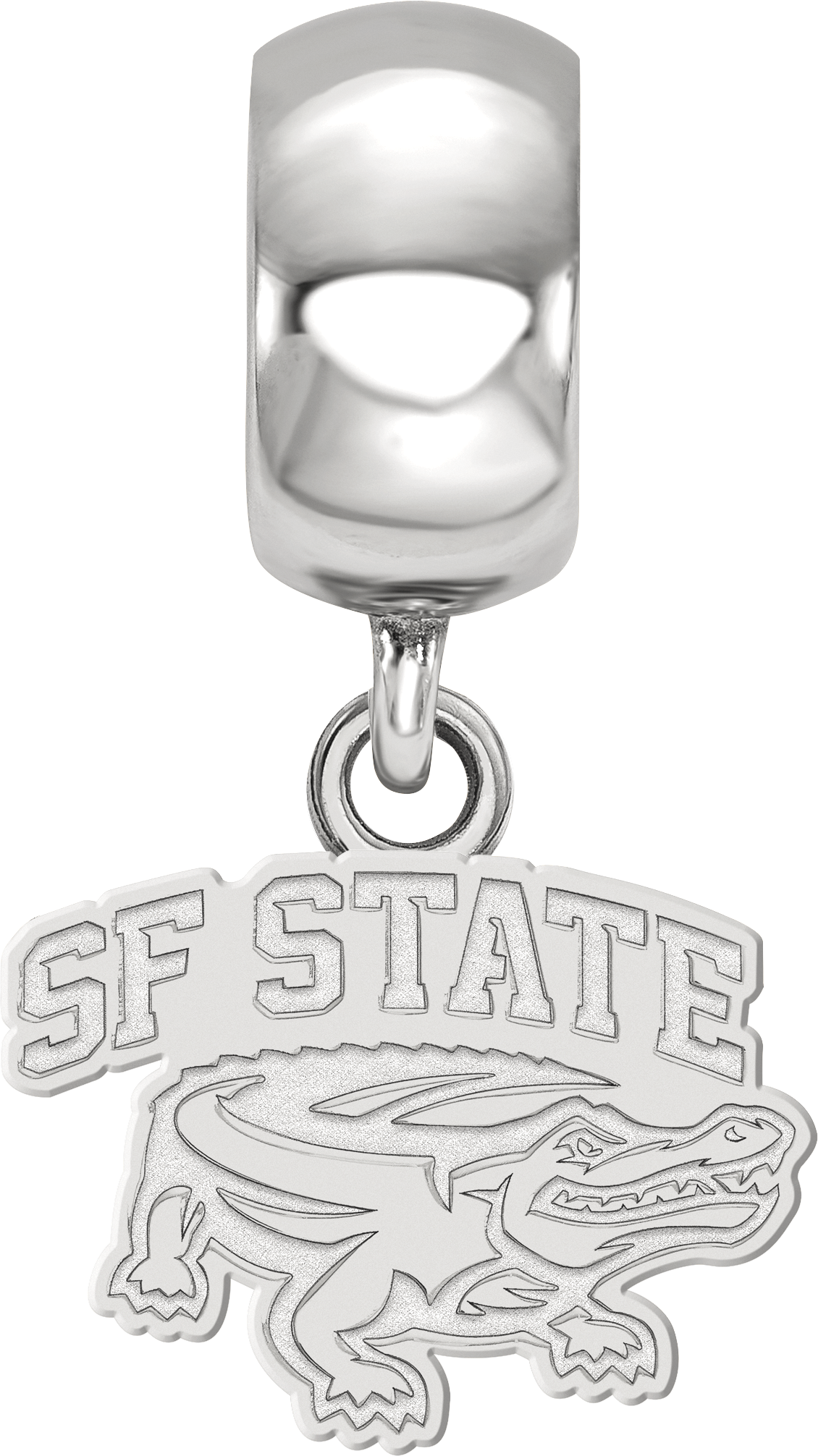 Sterling Silver Rhodium-plated LogoArt San Francisco State University Extra Small Dangle Bead Charm