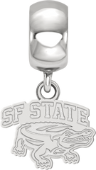 Sterling Silver Rhodium-plated LogoArt San Francisco State University Extra Small Dangle Bead Charm