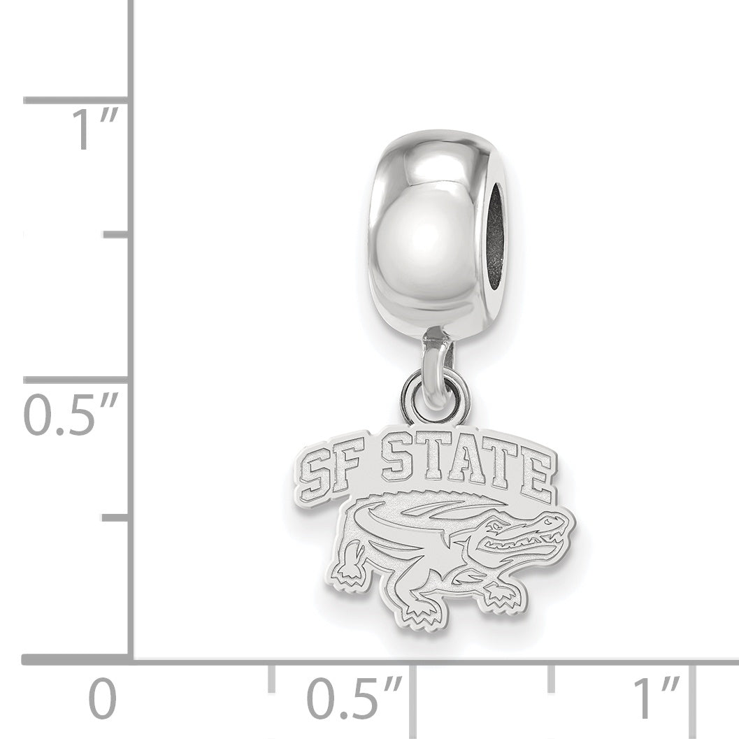 Sterling Silver Rhodium-plated LogoArt San Francisco State University Extra Small Dangle Bead Charm