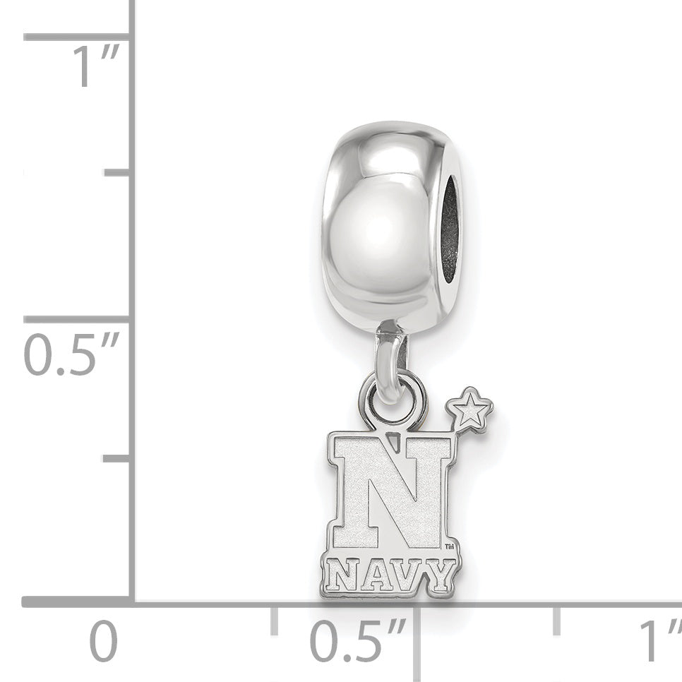 Sterling Silver Rhodium-plated LogoArt US Naval Academy Extra Small Dangle Bead Charm