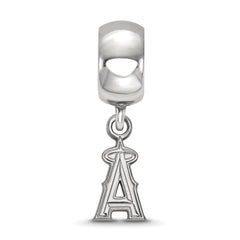 Sterling Silver Rhodium-plated MLB LogoArt Los Angeles Angels Extra Small Dangle Charm Bead