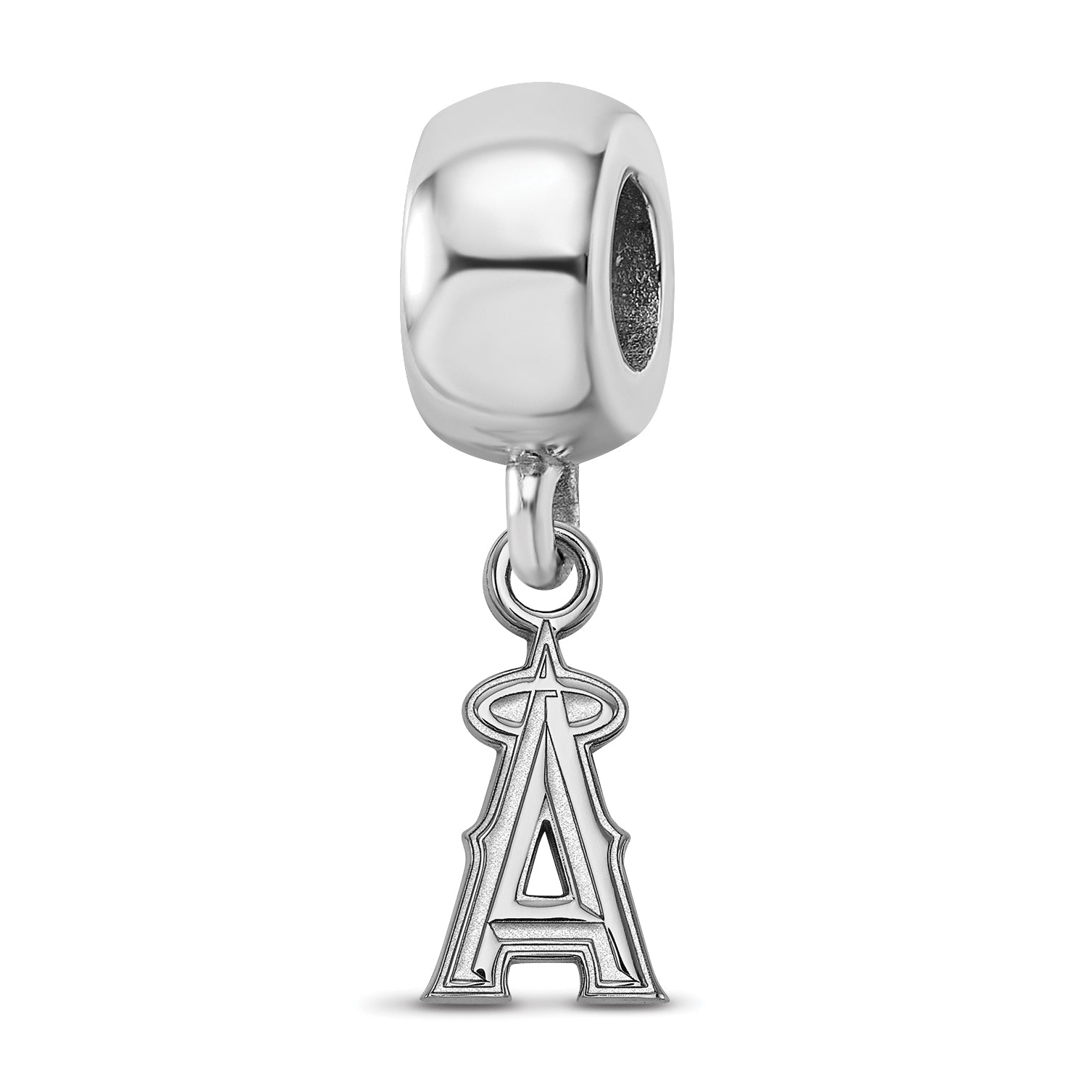 Sterling Silver Rhodium-plated MLB LogoArt Los Angeles Angels Extra Small Dangle Charm Bead