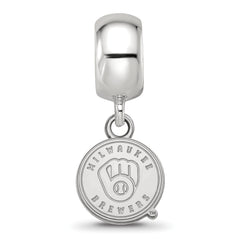 Sterling Silver Rhodium-plated MLB LogoArt Milwaukee Brewers Letter M Extra Small Dangle Bead