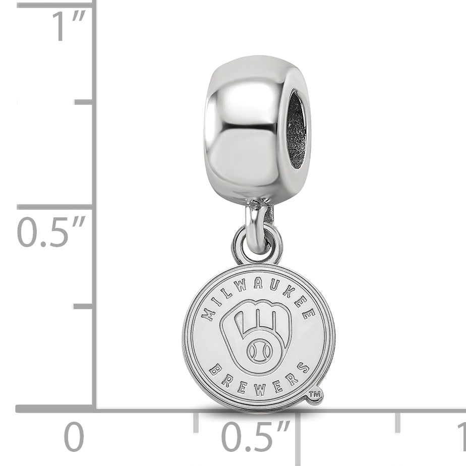 Sterling Silver Rhodium-plated MLB LogoArt Milwaukee Brewers Letter M Extra Small Dangle Bead