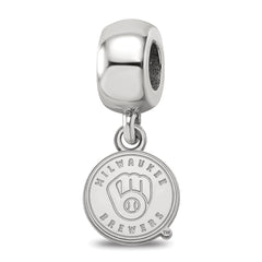 Sterling Silver Rhodium-plated MLB LogoArt Milwaukee Brewers Letter M Extra Small Dangle Bead