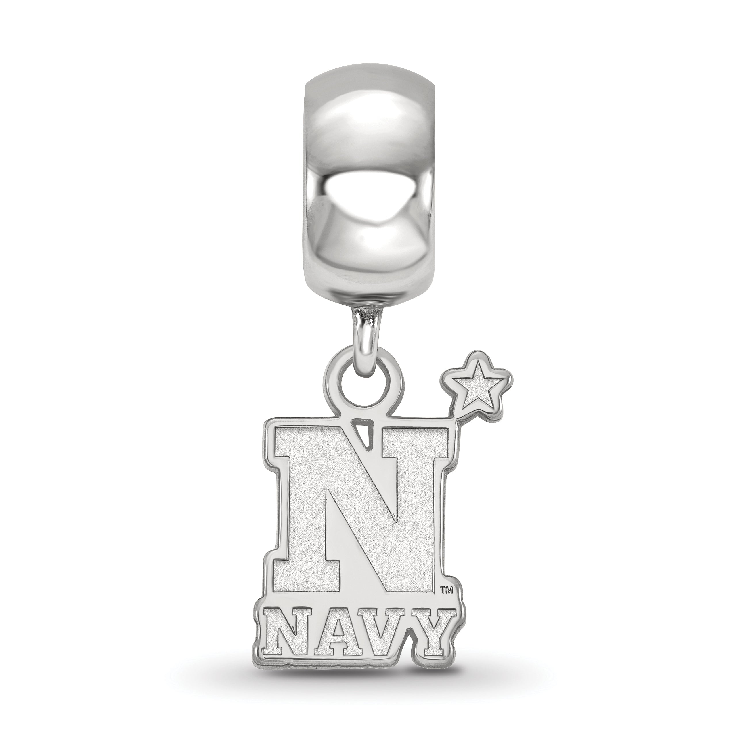 Sterling Silver Rhodium-plated LogoArt US Naval Academy Small Dangle Bead Charm