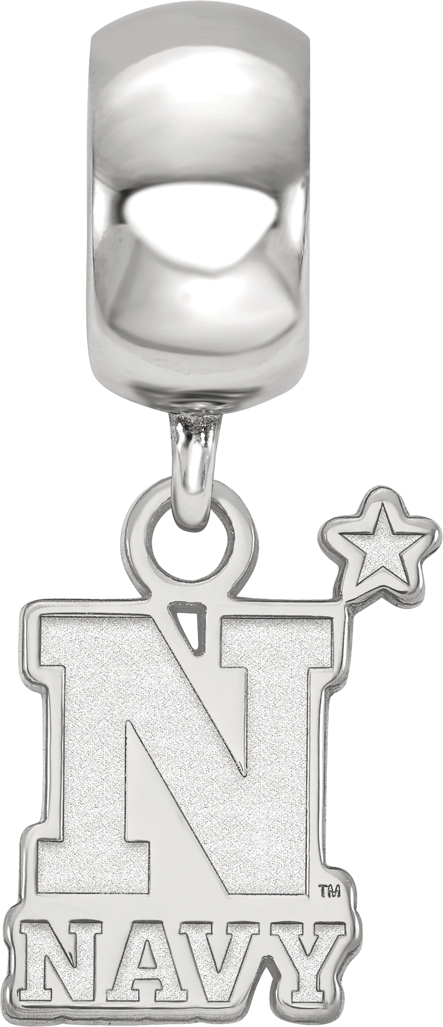 Sterling Silver Rhodium-plated LogoArt US Naval Academy Small Dangle Bead Charm