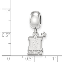 Sterling Silver Rhodium-plated LogoArt US Naval Academy Small Dangle Bead Charm