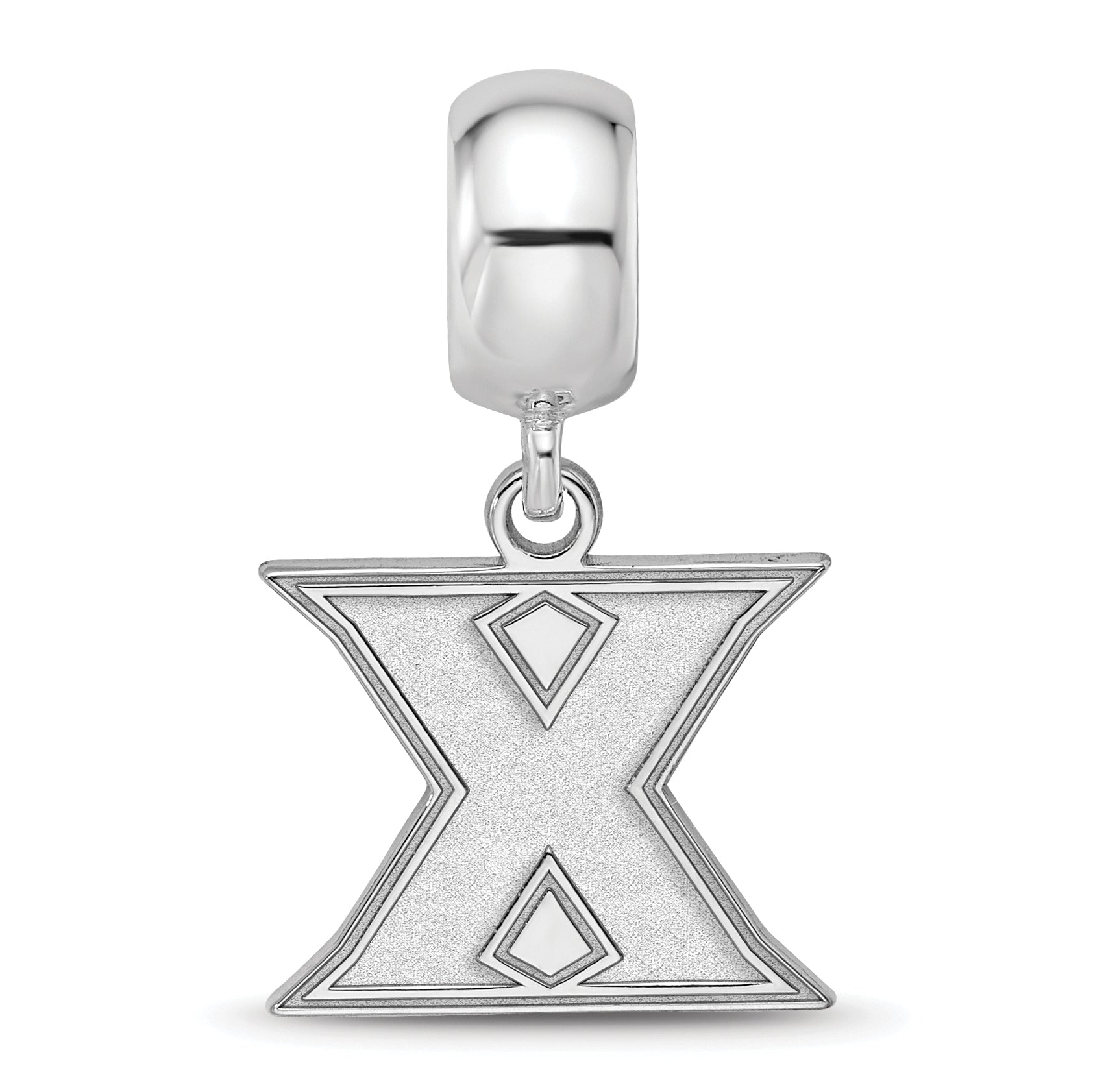 Sterling Silver Rhodium-plated LogoArt Xavier University Letter X Small Dangle Bead Charm