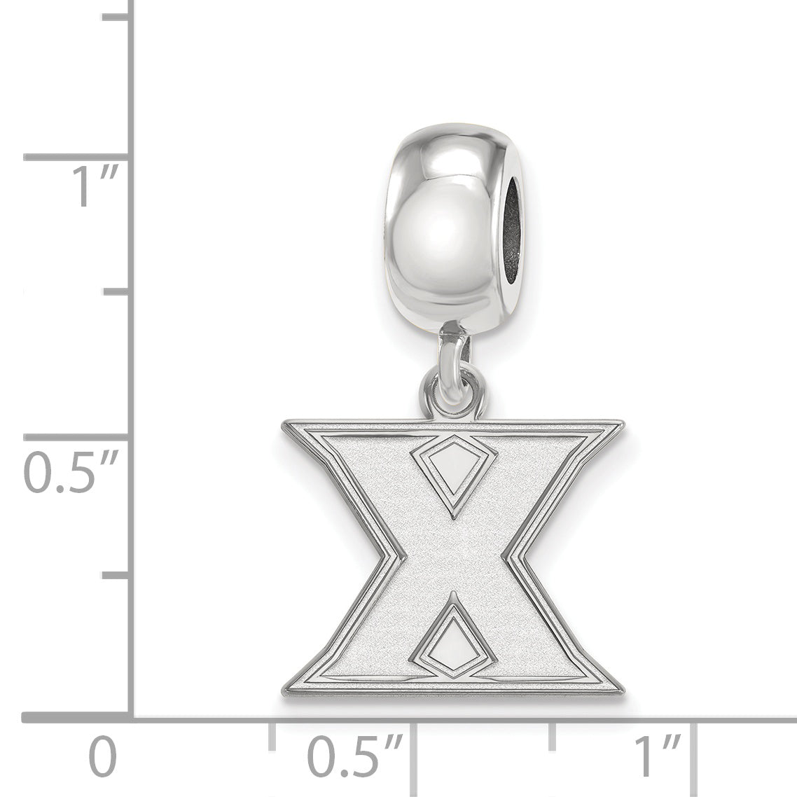 Sterling Silver Rhodium-plated LogoArt Xavier University Letter X Small Dangle Bead Charm