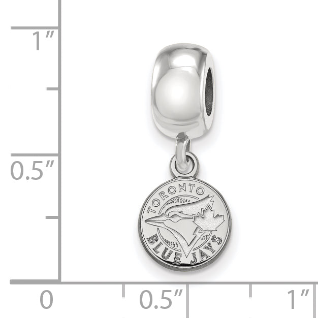 Sterling Silver Rhodium-plated MLB LogoArt Toronto Blue Jays Extra Small Disc Dangle Bead