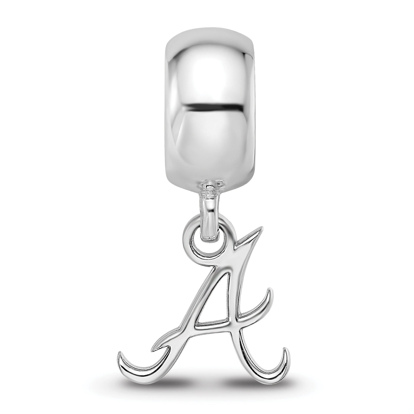 Sterling Silver Rhodium-plated MLB LogoArt Atlanta Braves Extra Small Dangle Bead