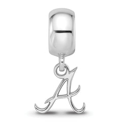 Sterling Silver Rhodium-plated MLB LogoArt Atlanta Braves Extra Small Dangle Bead