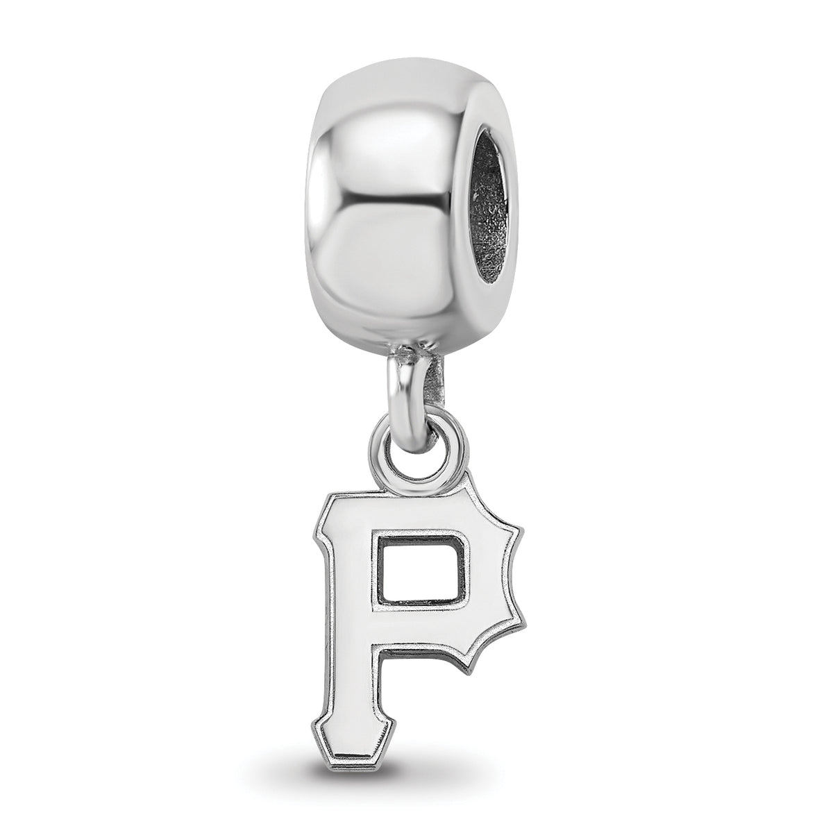 Sterling Silver Rhodium-plated MLB LogoArt Pittsburgh Pirates Letter P Extra Small Dangle Bead